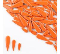 Mosaici di cristallo, Piastrelle adesive in ceramica for mosaico fai da te a forma di gocce di pioggia, mix di 3 dimensioni, multicolore, 100 g, 3,5 oz(Orange Red)