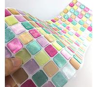 Mosaico Adesivi per Piastrelle per Mobili e Pareti, Hiser 3D Rettangolo Impermeabile Adesivo da Parete Autoadesive Rotoli Carta per Cucina Bagno Casa Decorativo, 37x13cm (Multicolore,5 Pezzi)