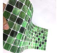 Mosaico Adesivi per Piastrelle per Mobili e Pareti, Hiser 3D Rettangolo Impermeabile Adesivo da Parete Autoadesive Rotoli Carta per Cucina Bagno Casa Decorativo, 37x13cm (Verde,5 Pezzi)