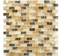 Mosaico Bacchette Composito Pietra Beige Chiaro Braun Vetro 87-B1153 10 Opaco