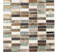 Mosaico Bacchette Cucina Parete Specchio Piastrelle Beige Braun WB87-SM48 1 Mat