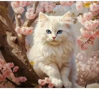 Mosaico di diamanti - gatto tra i fiori