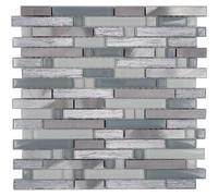 Mosaico Glam cm 30x30 in vetro e alluminio grigio chiaro