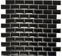 Mosaico IN Ceramica Composito Diamond Nero Specchio Piastrelle Wc 26-0302