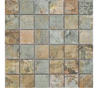 Mosaico IN Ceramica Gres Porcellanato Beige Braun Grigio-Verde Opaco da Parete