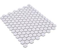 Mosaico in ceramica Hexagon, esagonale, bianco, R10B, antiscivolo, da parete, per pavimento, cucina, doccia, bagno, piastrelle a mosaico, mosaico, piastrelle
