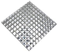 Mosaico IN Vetro Piastrella Diamantoptik Specchio Chiaro Argento Brillante