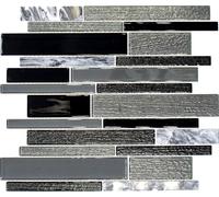 Mosaico IN Vetro Pietra Naturale Bacchette Nero Grigio Composito 67-GV44 I 10