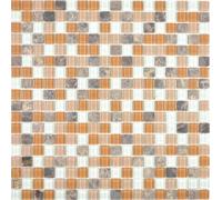 Mosaico IN Vetro Pietra Naturale Beige Braun Parete Corpo Brillante 58-1213 I 10