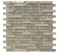Mosaico Lumille cm 30x30 in pietra e vetro beige Beige