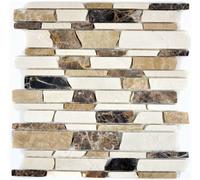 Mosaico Marmo Pietra Naturale Beige Marrone Mattone Mosaic 40-12-29_f |10 foglie