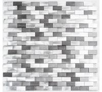 Mosaico Mattone alluminio Brick 3D parete cucina argento nero 49-0208_f|10foglie