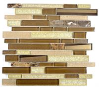 Mosaico Mattone pietra vetro ceramica composito marrone 87SO-1258_f | 10 foglie