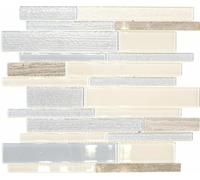 Mosaico Mattone Vetro pietra traslucido Beige Grigio cucina 67-GV24_f |10 foglie