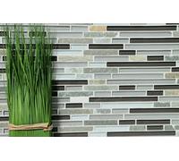 Mosaico Mattone Vetro traslucida Composito grigio marrone 86-0202_f | 10 foglie