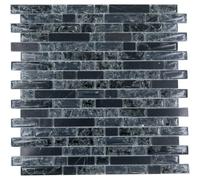 Mosaico Night cm 30x30 in pietra e vetro Nero