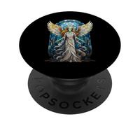 Mosaico per finestra in vetro colorato con angelo alieno PopSockets PopGrip Adesivo