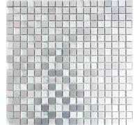 Mosaico Piastrella alluminio vetro cristallo bagno argento 49-A309F | 1 foglio