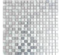 Mosaico Piastrella alluminio vetro cristallo bagno argento 49-A309F_f |10 foglie