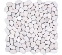 Mosaico Piastrella Ciottoli Fiume Steinkiesel Sassolino Convesso Bianco Cream