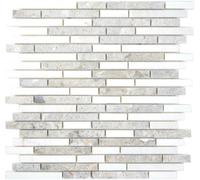 Mosaico Piastrella marmo Pietra composito Grigio Bianco 87-0201_f | 10 foglie