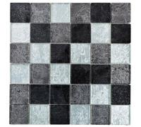 Mosaico Piastrella Nero Cristallo Argento Cucina 126-1784 I 10 Mosaikmatten