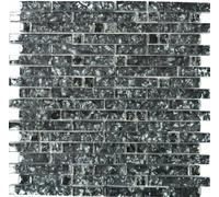 Mosaico Piastrella traslucida vetro composito Pietre nero 87-MV718_f | 10 foglie