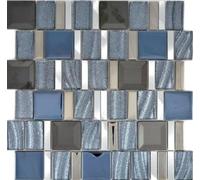 Mosaico Piastrella vetro alluminio ALU Specchio bagno argento 88-0017_f|10foglie