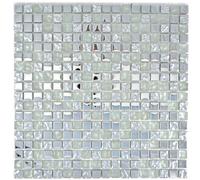 Mosaico Piastrella vetro traslucido cristallo argento satinato 92-0217 |1 foglio