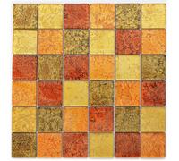 Mosaico Piastrella Cristallo Oro Arancione Parete Wc 120-7424 I 10 Mosaikmatten