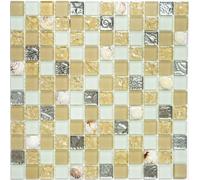 Mosaico Piastrelle Beige Cristallo Shell Cucina 82B-0112 10 Mosaikplatten