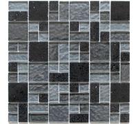 Mosaico Pietra Naturale Ardesia Nero Grigio Cucina Parete Bagno 10 Opaco 88-K989