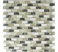 Mosaico Pietra Naturale Bruchoptik Brick Grigio-Verde Parete 87-B1152 I 10