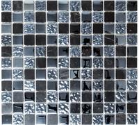 Mosaico Pietra Naturale Grigio Nero Lucido Rustico 82-0208 10 Mosaikmatten