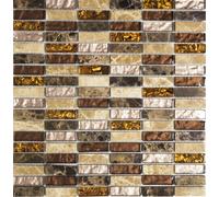 Mosaico Pietra Naturale Pezzi Beige Braun Specchio Piastrelle Cucina Parete Bad