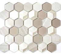 Mosaico Pietra Naturale Piastrelle Hexagon 3D Melma Grigio Cream WB11D-44