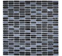 Mosaico Pietra Vetro Trasparente Bacchette Cristallo Mix Grigio Opaco/Nero Art: