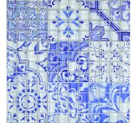 Mosaico Retrò Blu Bianco Parete Bagno Cucina Specchio Piastrelle 10 Opaco