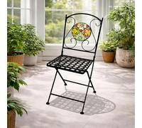Mosaico - Sedia pieghevole da giardino, per balcone, terrazza, design a stella, a mosaico