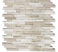 Mosaico Splitface in Marmo, Parete in Pietra Naturale, Brick Grigio Chiaro a Strisce, Rivestimento per Parete - MOS40-3D20
