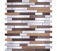 Mosaico Tessere alluminio composito brick rame marrone beige 49-A991 | 1 foglio