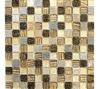 Mosaico Tessere traslucido vetro Cristallo struttura oro marrone 83-CR17|1foglio