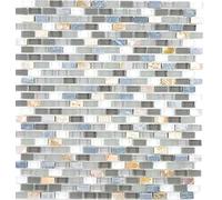 Mosaico Tessere traslucido vetro pietra composito guscio grigio 86-0002 |1foglio