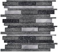 Mosaico Tessere Vetro alu Trasparente Composito Cristallo Nero 49-GV84 |1 foglio