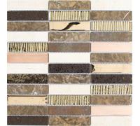 Mosaico Tessere vetro Pietra alluminio beige marrone argento nero 87-48X|1foglio
