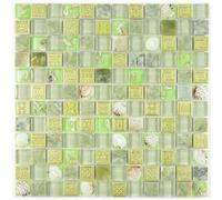 Mosaico Tessere vetro Stone traslucido Crystal Shell Verde 82C-0502_f |10 foglie