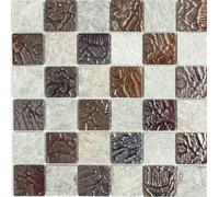 Mosaico Tessere vetro traslucida crystal design quarzite grigio 88-CR73 |1foglio