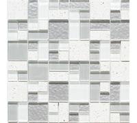Mosaico Tessere Vetro traslucido Cristallo Artificiale Bianco 88-K990 | 1 foglio