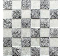 Mosaico Tessere vetro traslucido Ottica resin crystal argento 88-8OP6 | 1 foglio