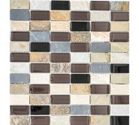 Mosaico Traslucido Beige Marrone Grigio Nero Rettangolare Vetro Mosaico Crystal